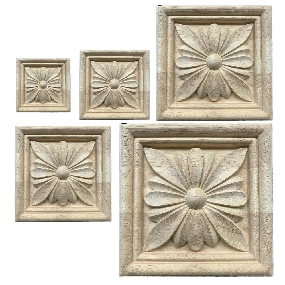 5-14cm accessori per la decorazione domestica mobili Appliques in legno scultura in legno decalcomania angolare decorazioni in legno porta a muro figurina in miniatura