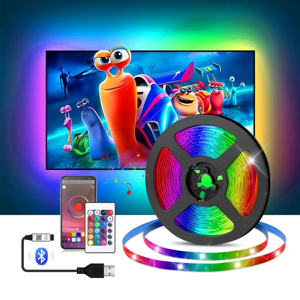 Bluetooth USB LED Strip Light 5050SMD DC 5V USB RGB Lights Flexible LED Lamp Tape Ribbon RGB TV Desktop Diode Tape with Sticker