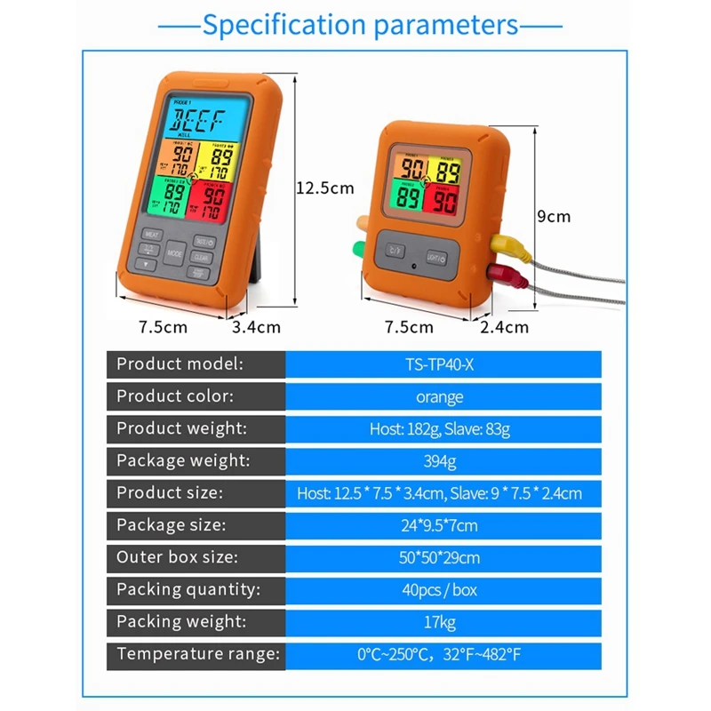 Wireless Meat Thermometer, Upgraded Digital Food Thermometer For Cooking With 4 Temperature Probes, For Steak Oven ,BBQ