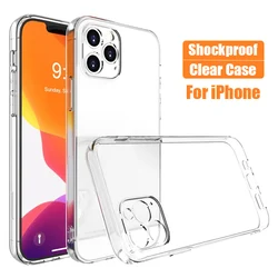 Shockproof Clear Case For iPhone 11 12 13 Pro Max 12 Mini SE 2020 Silicon Soft Cover For iPhone 14 15 16 Pro Max 15 Plus Case