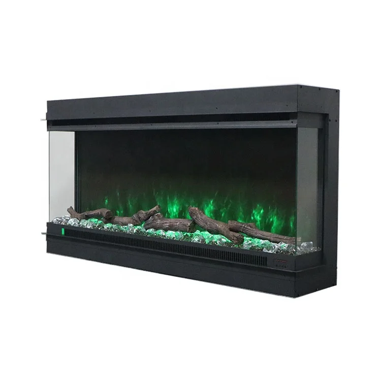 80 Inch Modern High-end Clean Face Electric Fireplaces RGB 8 Colors 3 Sided View Flames Decorating Insert Fireplace