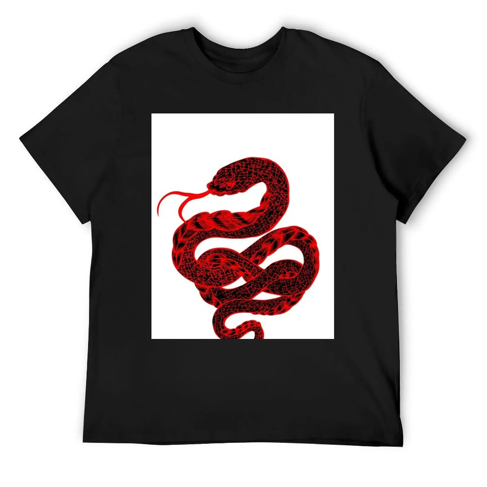 Red Snake T-Shirt sports fans graphic t shirt vintage men clothes