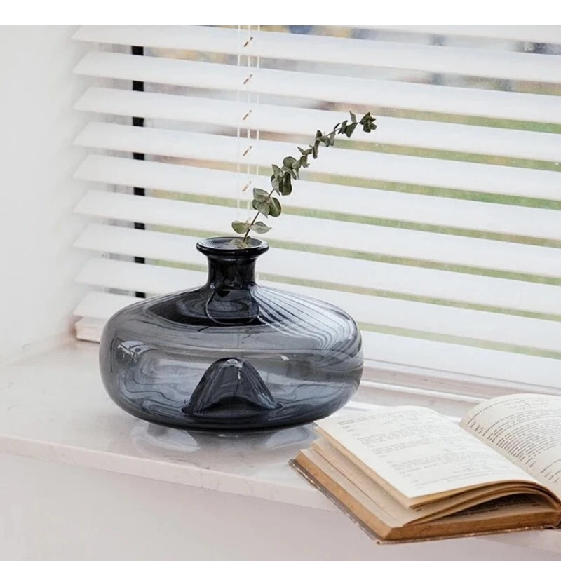 Glass Vase Colored Transparent Circular Container Rockery Terrarium Flower Arrangement Accessories Home Decoration