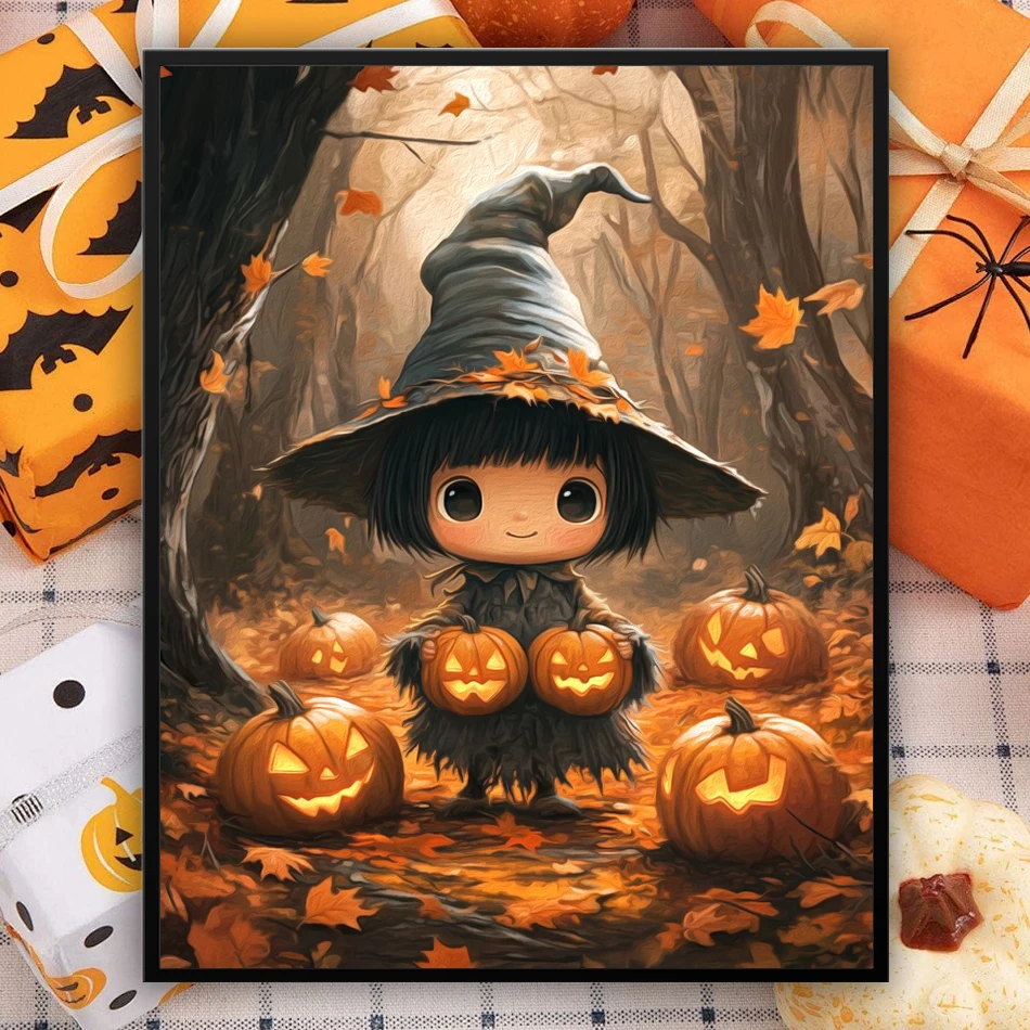 

GATYZTORY Pictures By Numbers Paints Cartoon Scarecrow Forest Pumpkin Autumn Diy Crafts Acrylic Paints Drawing Brushes Paint Kit