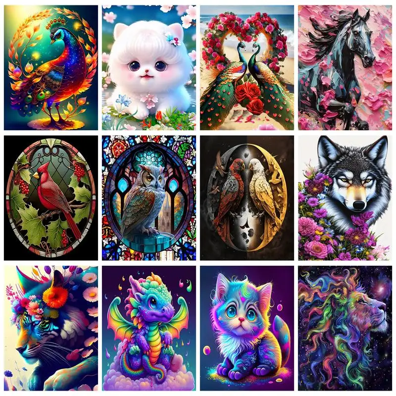 

RUOPOTY Acrylic Painting By Numbers For Adults Colorful Animal Lion Diy Wall Art Pictures With Number Home Decoration