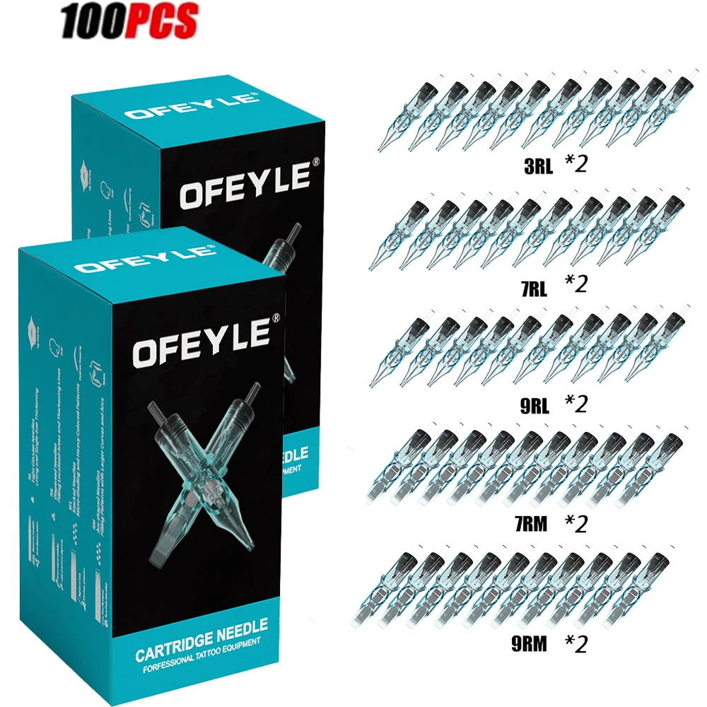 

Иглы для татуировок OFEYLE, 100/50 шт., одноразовые, с мембраной, RL/RM, профессиональные, стерилизованные, безопасные, для тату-машинок