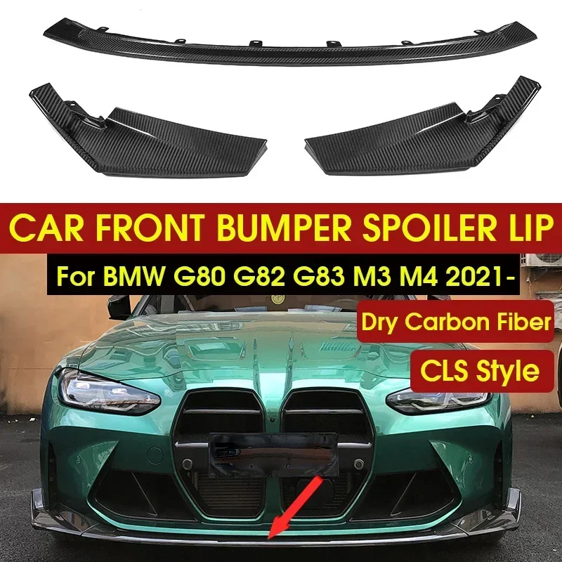 

Dry Carbon Fiber Car Front Bumper Spoiler Lip Splitter Body Kit Bumper Lip Chin Diffuser Guard For BMW G80 G82 G83 M3 M4 202-IN