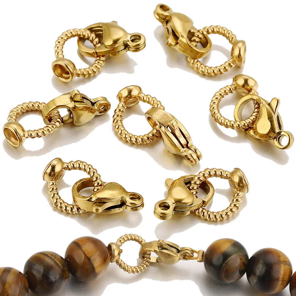 5/10pcs/lot Stainless Steel Gold Lobster Clasp Wire Cord End Caps Connection for DIY Bracelet Making Supplies Wholesale Items