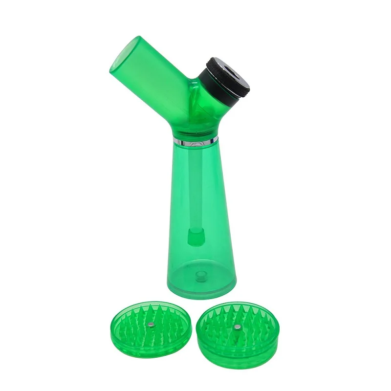 Portable Acrylic Hookah Water Pipe with Cigarette Mill Base Easy To Clean Narguile Chicha Shisha Accessorie with Herb Grinder