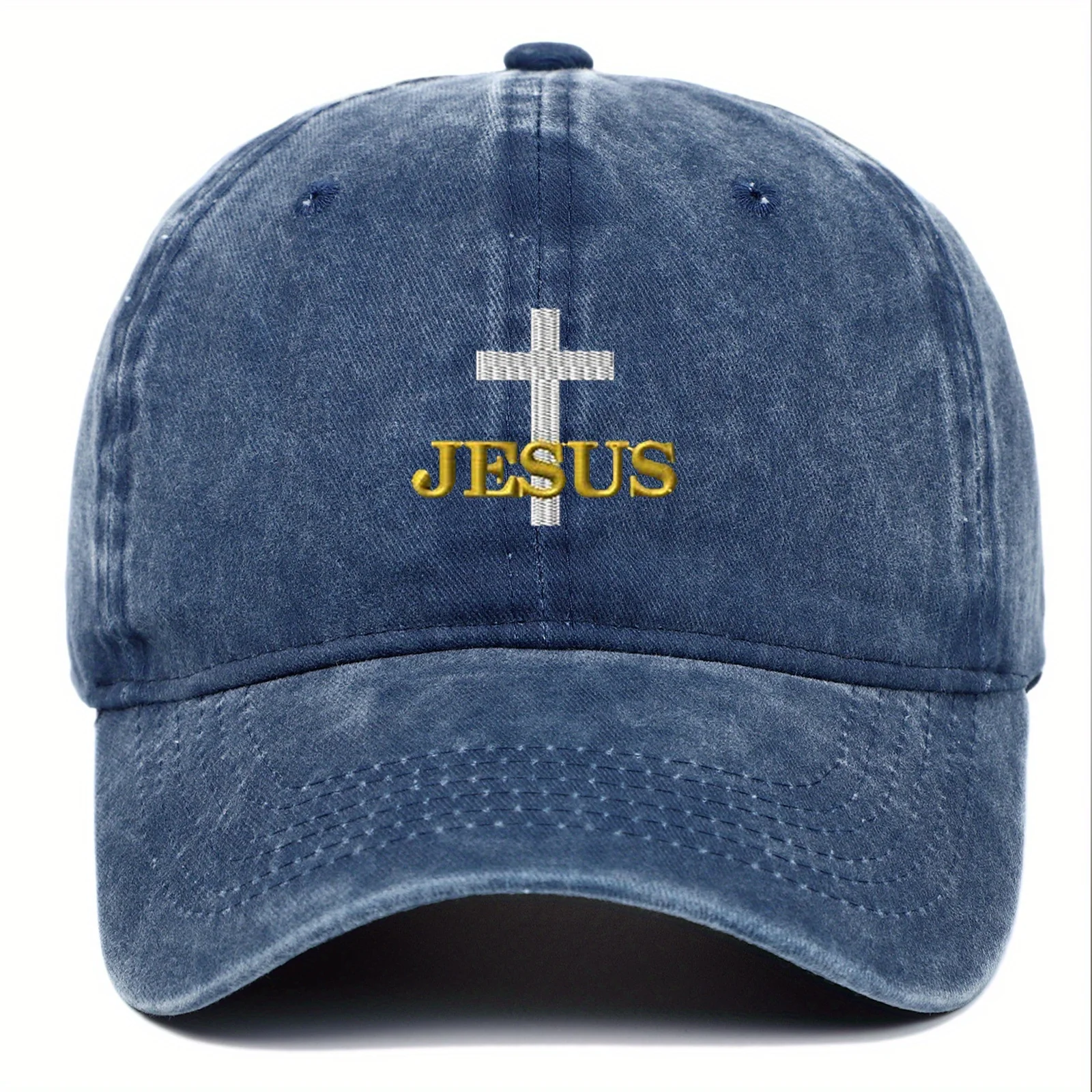 십자가 예수 자수 코튼 야구 모자 유니섹스 빈티지 워싱 소프트 스트레치 통기성 아빠 모자 두려움을 넘어 신앙 종교 스트랩