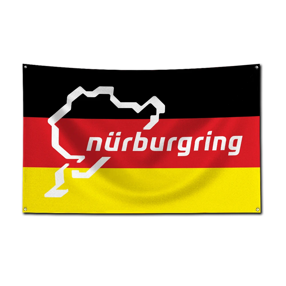 3x5 Ft Nurburgrings Flag Polyester Digital Printing Racing Car Banner For Garage or Out door Decoration