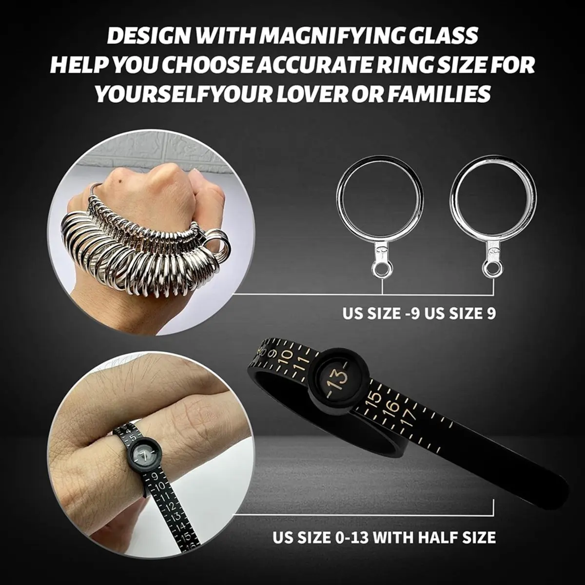 Ring Sizer Mandrel Measuring Tool, Jewelry Rubber Mallet Hammer, Wire Wrap Rings Tools, Metal Finger Size Stick [2026 MOCC]