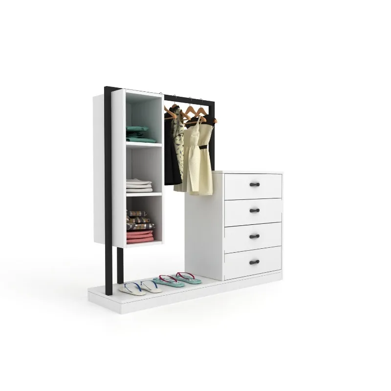 Multifunctional floor coat rack, long clothes storage rack, integrated bedroom wardrobe, chest of drawers
