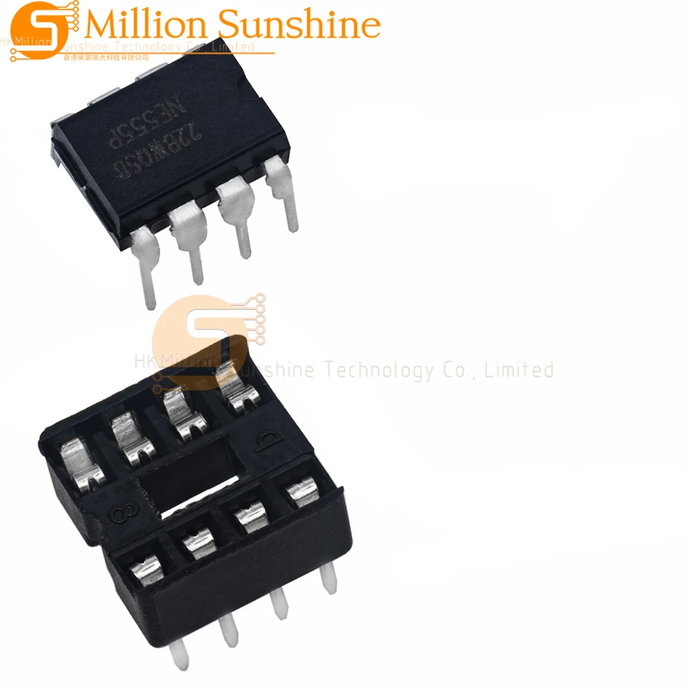 20Pcs , (10 Each) NE555 NE555P IC 555 Timer Programming Oscillator Chip & 8 Pin DIP Sockets