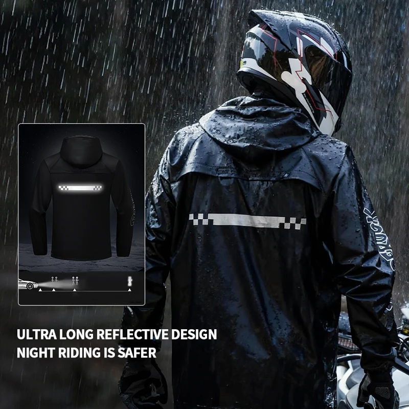 PRIDEROCK Motorcycle Split Raincoat Set Rainstorm Prevention Motorbike Jacket Rainproof Waterproof Breathable Outdoor Rider Coat