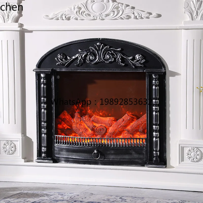 

YFY French Retro White Fireplace Cabinet Simulated Fire Living Room Heating Fireplace Villa Light Luxury Decorative Cabinet