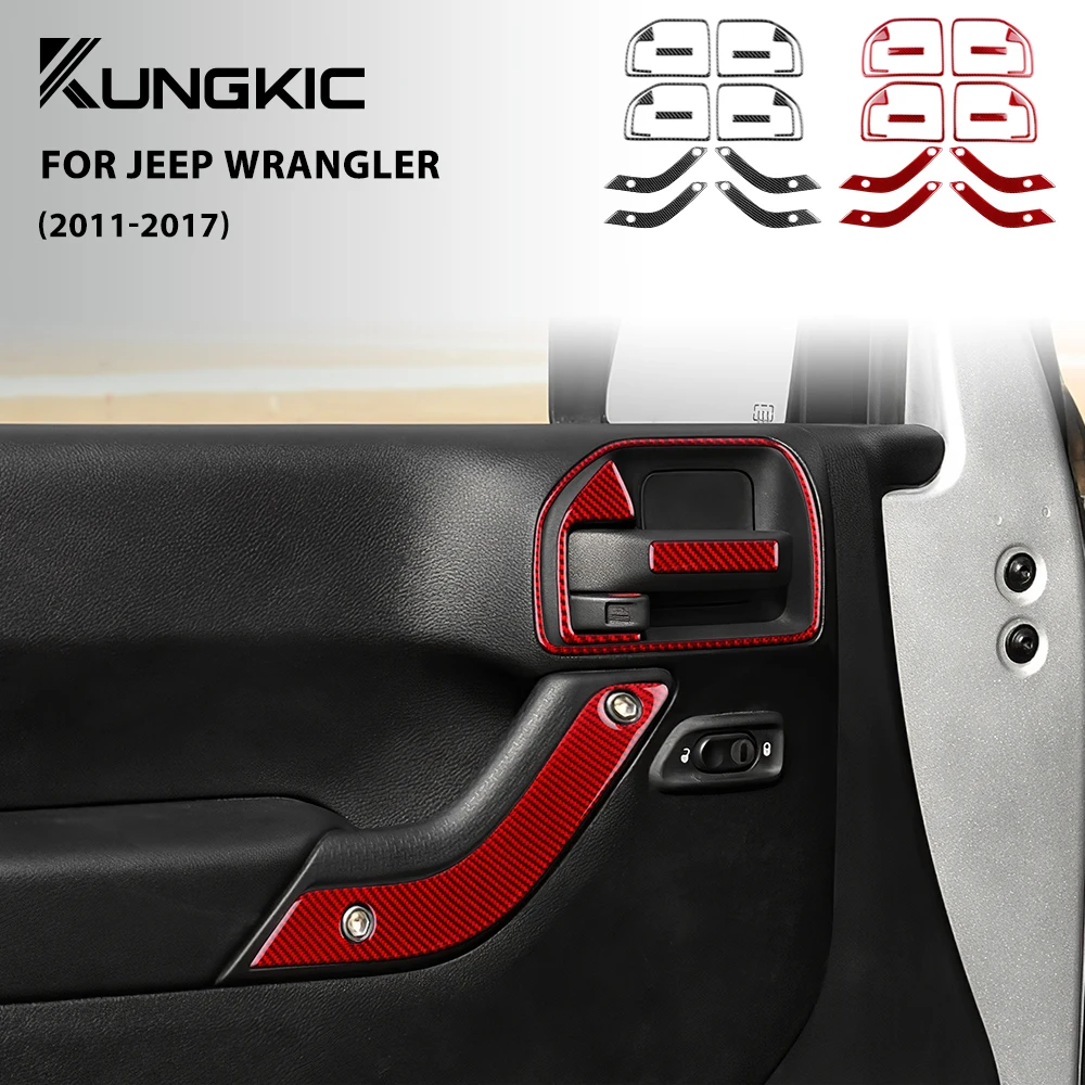 

Накладка на внутреннюю дверную ручку автомобиля, наклейка из настоящего мягкого углеродного волокна для Jeep Wrangler JK JKU 2011 2012 2013 2014 2015 2016 2017