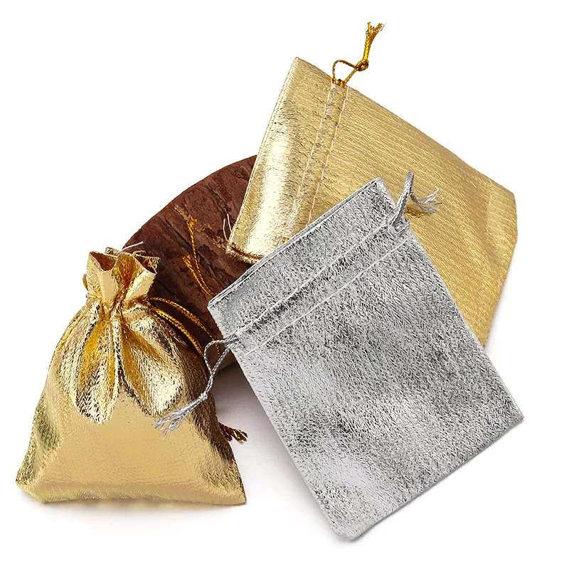 Novo ouro cor sliver presente bolsa festa jóias exibição cordão embalagem saco de armazenamento diy artesanato casamento doces presente bolsa