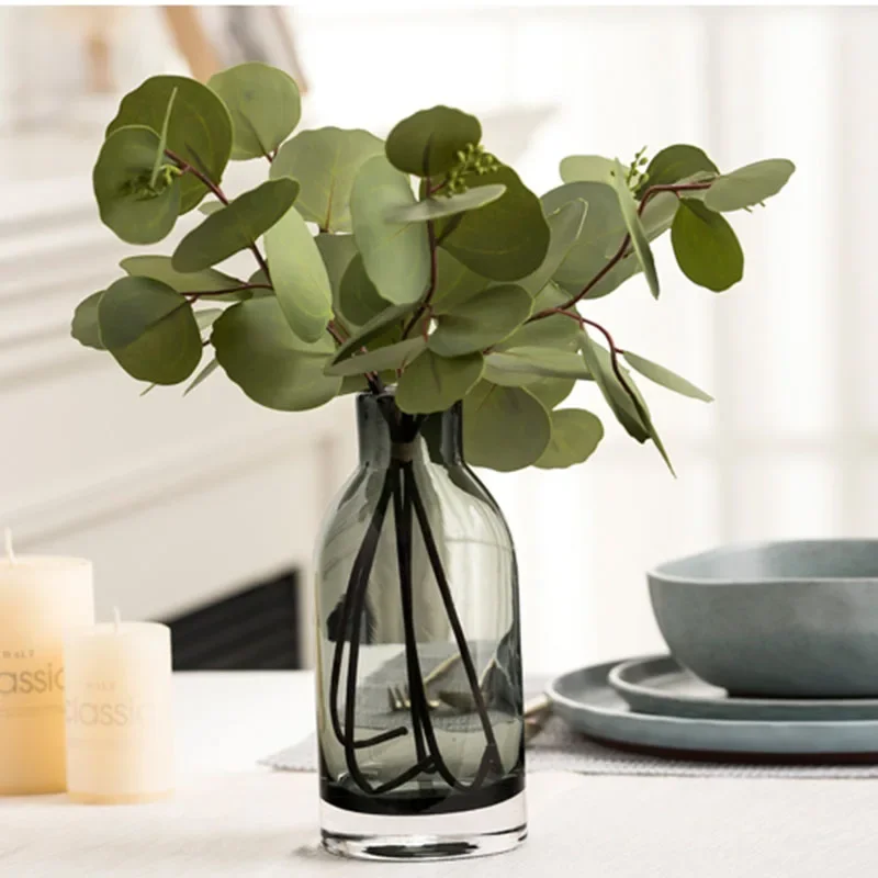 Glass Vase Europe Grey Transparent Flower Vase Retro Macetas Vases Room Decoration Bottle Jarrones вазы pot de fleur Vases