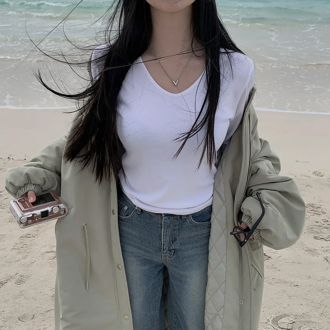 Women Parkas Long Coats Jackets Stand Collar Drawstring Coat Thick Warm Y2k Streetwear Jacket Work Outerwear Autumn Winter