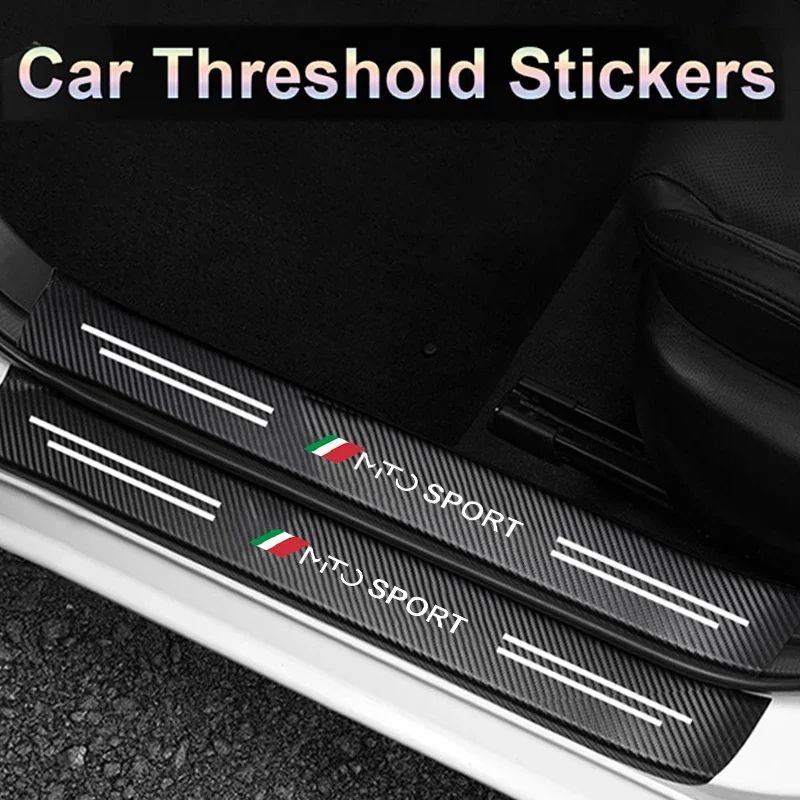 

Carbon Fiber Car Accessories Sill Stickers Pedal Protective Film for Alfa Romeo MTO SPORT Logo Door Threshold Scuff Plate Decals