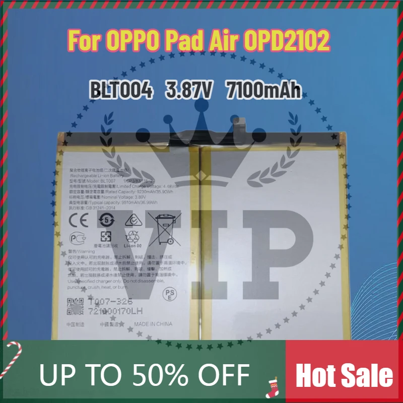 

BLT004 Battery For OPPO Pad Air OPD2102 BLT004 Flat battery 3.87V 7100mAh