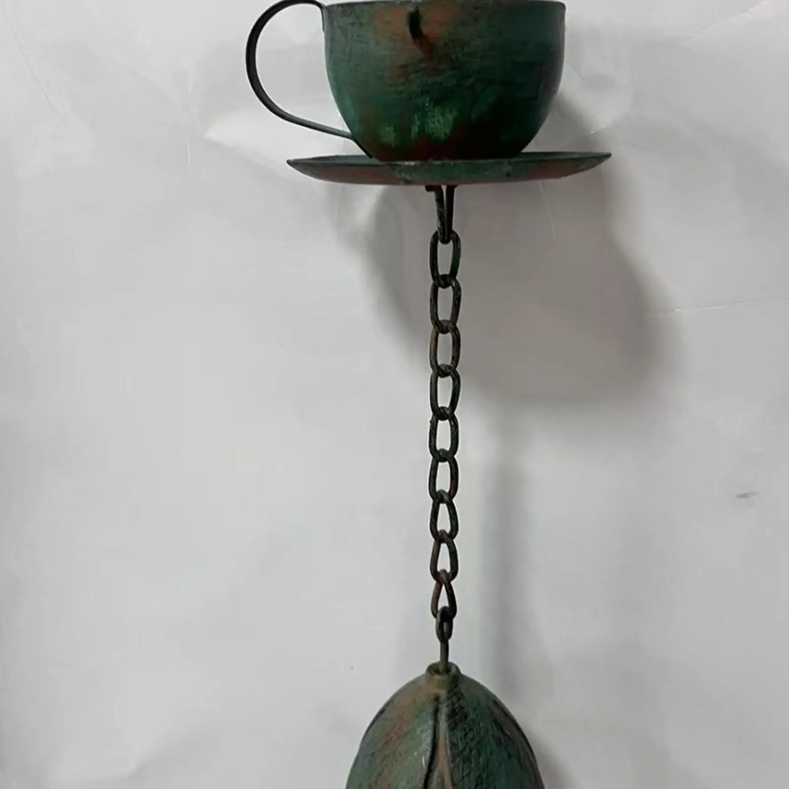 Metal Coffee Cup Rain Chain Rainwater Diverter Iron Hanging Garden Decor for Patio Roof Gazebo Shed Gutter