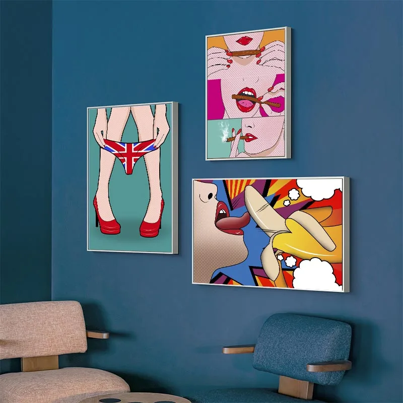 

Comics Pop Art Hot Sexy Canvas Painting Home Wall Posters and Prints Abstract Decor Wall Art Hanging Pictures for Living Room