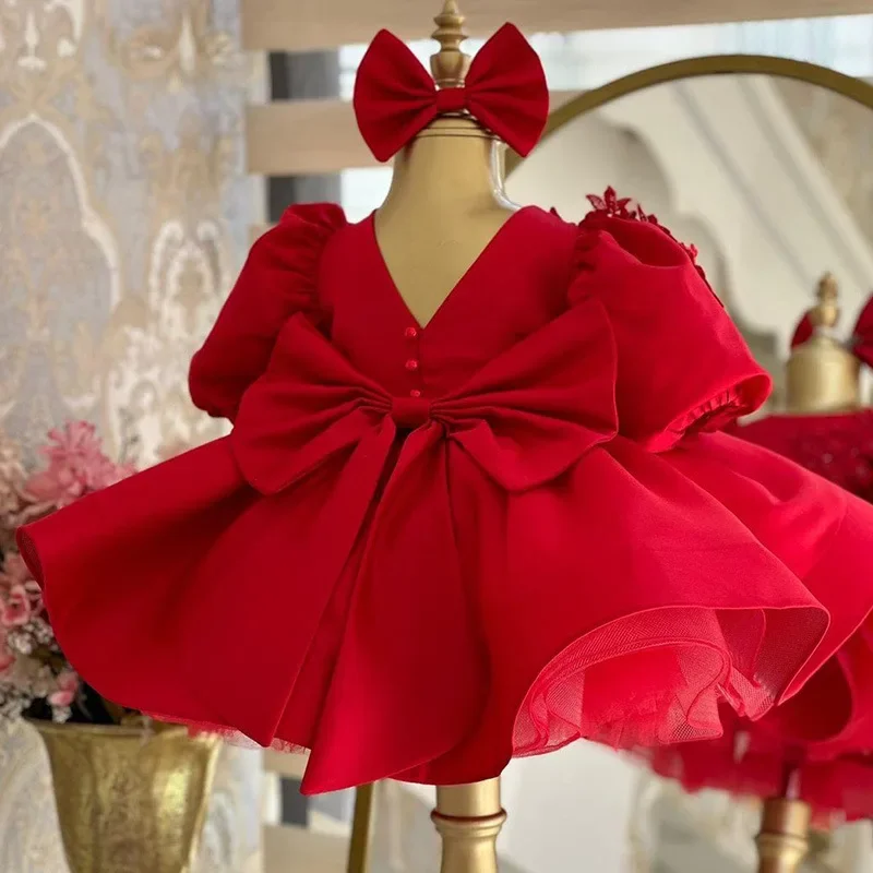 Abito da festa per bambina, festival, celebrazione, abiti da principessa, applicazioni, maniche a palloncino, fiori, occasioni formali, abbigliamento per bambini