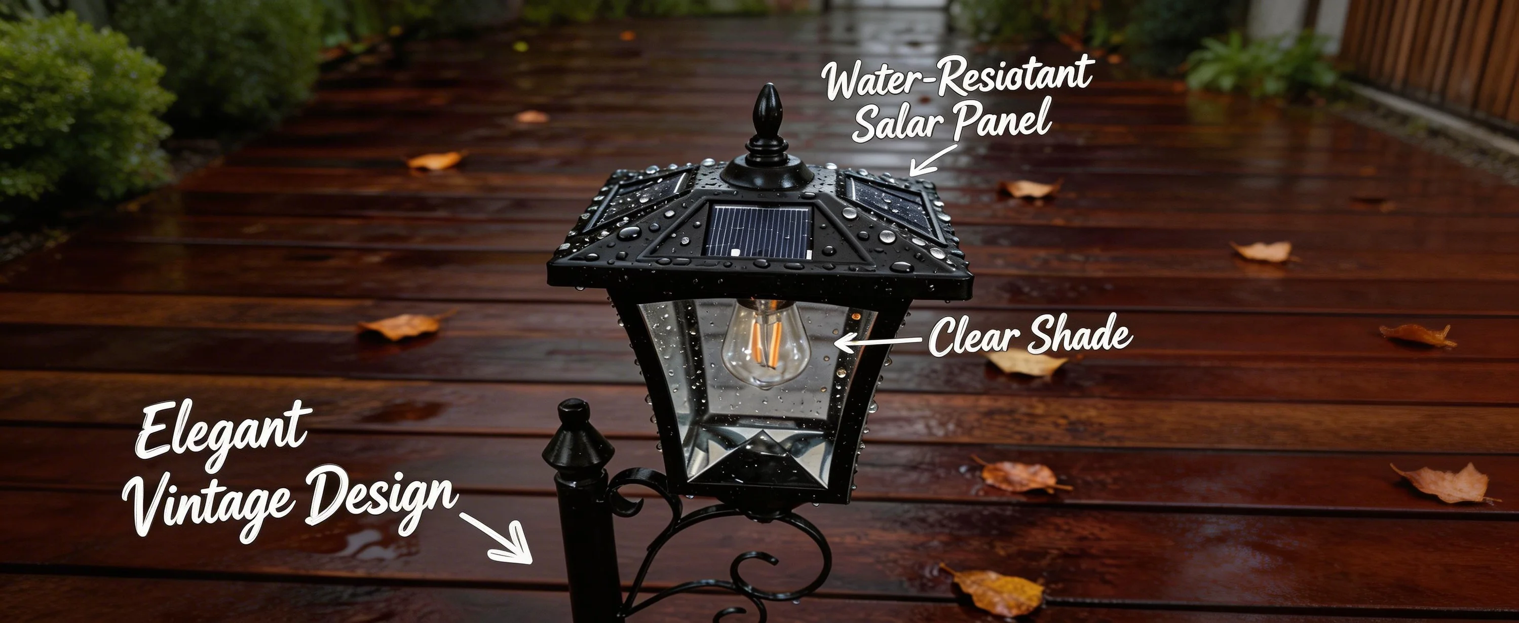 Solar Lamp Post Lights with Planter Box Outdoor, Waterproof Vintage Solar Lantern with Auto On/Off, Decorative LED Garden Light for Pathway Patio Porch