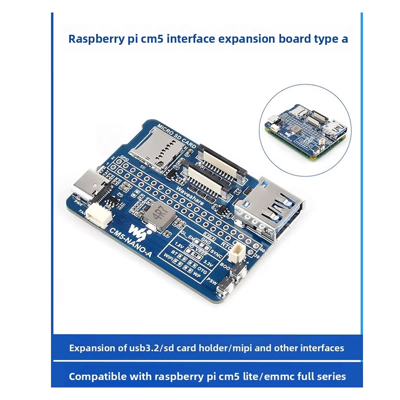 

High Quality Raspberry Pi CM5 Nano A/B Carrier Board USB3.2 MIPI CSI-2 Expansion Base Board for CM5 Lite EMMC Module