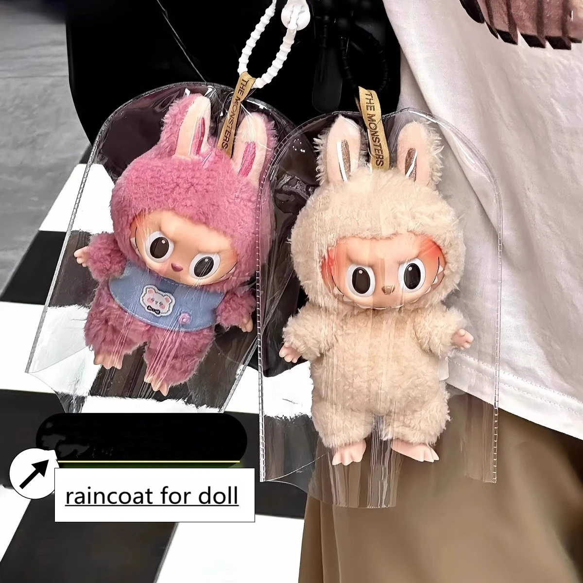 Chubasquero impermeable de PVC para muñecas Labubu de 17cm, accesorios, cubierta protectora transparente, accesorios Labubu antipolvo para muñecas