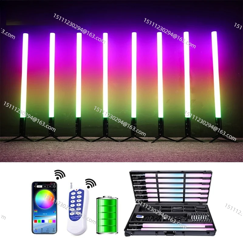 

Wireless 360 Degree RGB LED Tube Light Outdoor DMX RGB Battery LED Pixel Tube Light Bar Stage Lights With Flight Case