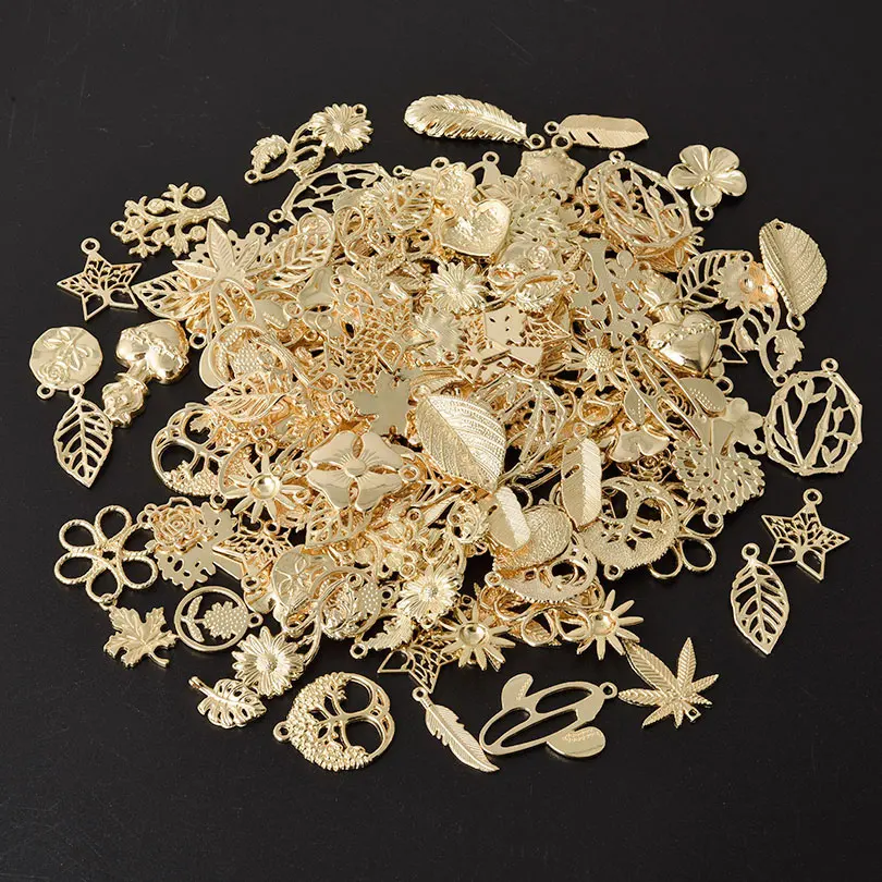 10-50pcs Randomly Mix Kc Gold Color Rose Cactus Metal Jewelry Making Supplies Handmade Necklaces Earrings Pendants Accessories