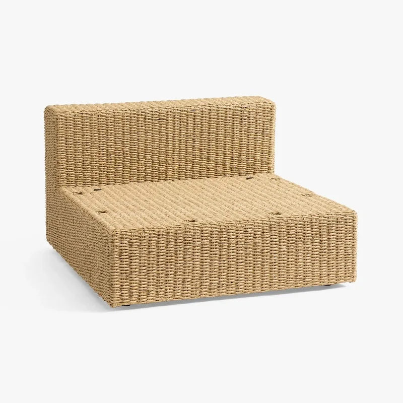 All-Weather Wicker Outdoor Sectional Lounge Rattan Comfort Armless Chair