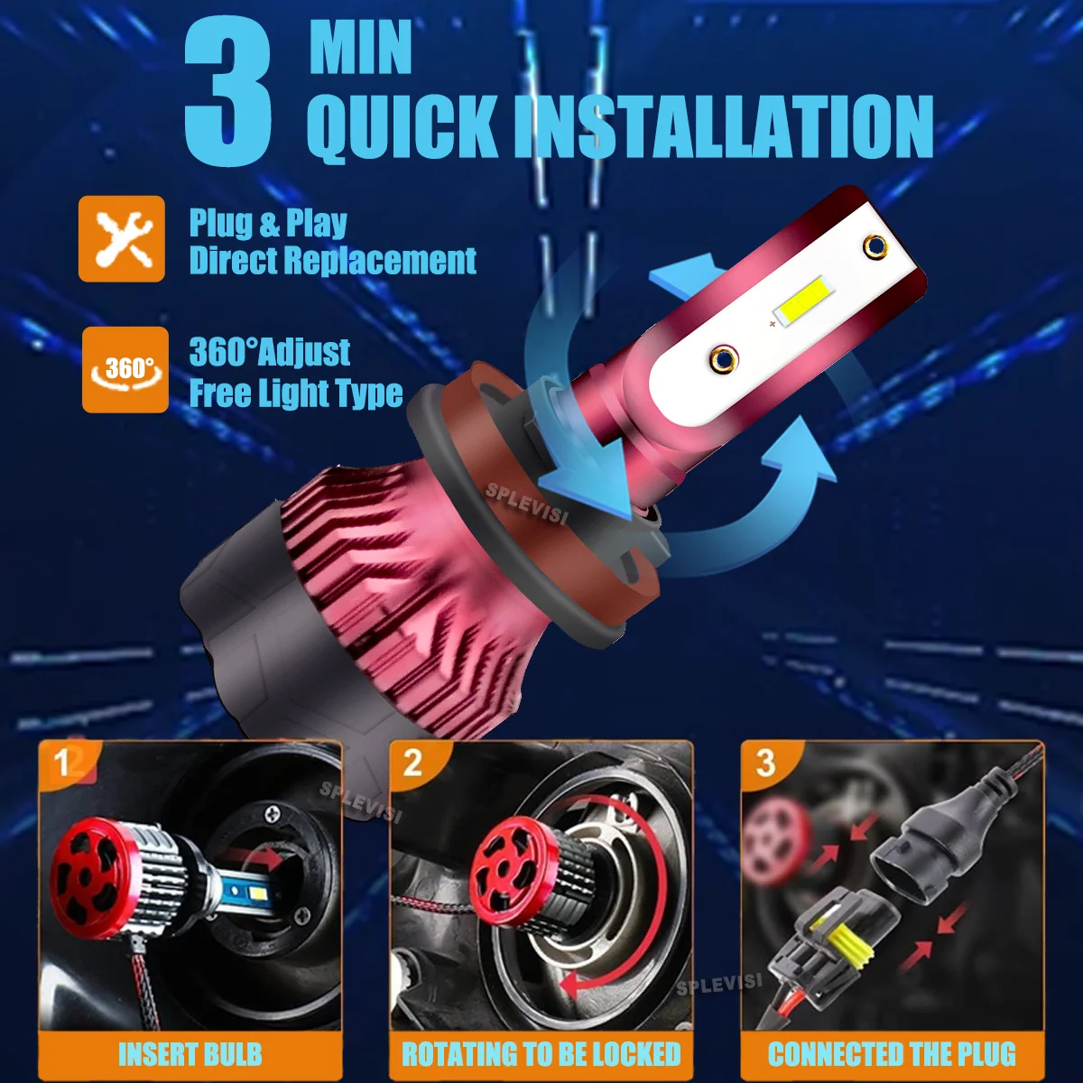 زوج H11 H8 H9 711 سيارة السيارات LED المصباح منخفضة شعاع لمبات 100 واط 10000 كيلو 6000 كيلو الأبيض استبدال مصابيح الهالوجين عمر طويل #5