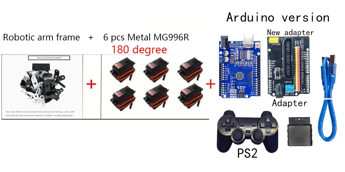 Splitter 6 dof Roboter Metall legierung mechanischer Arm Klaue mg996 für Arduino Roboter DIY Kit Lern roboter ps2 programmier barer Roboterarm – Detail 23