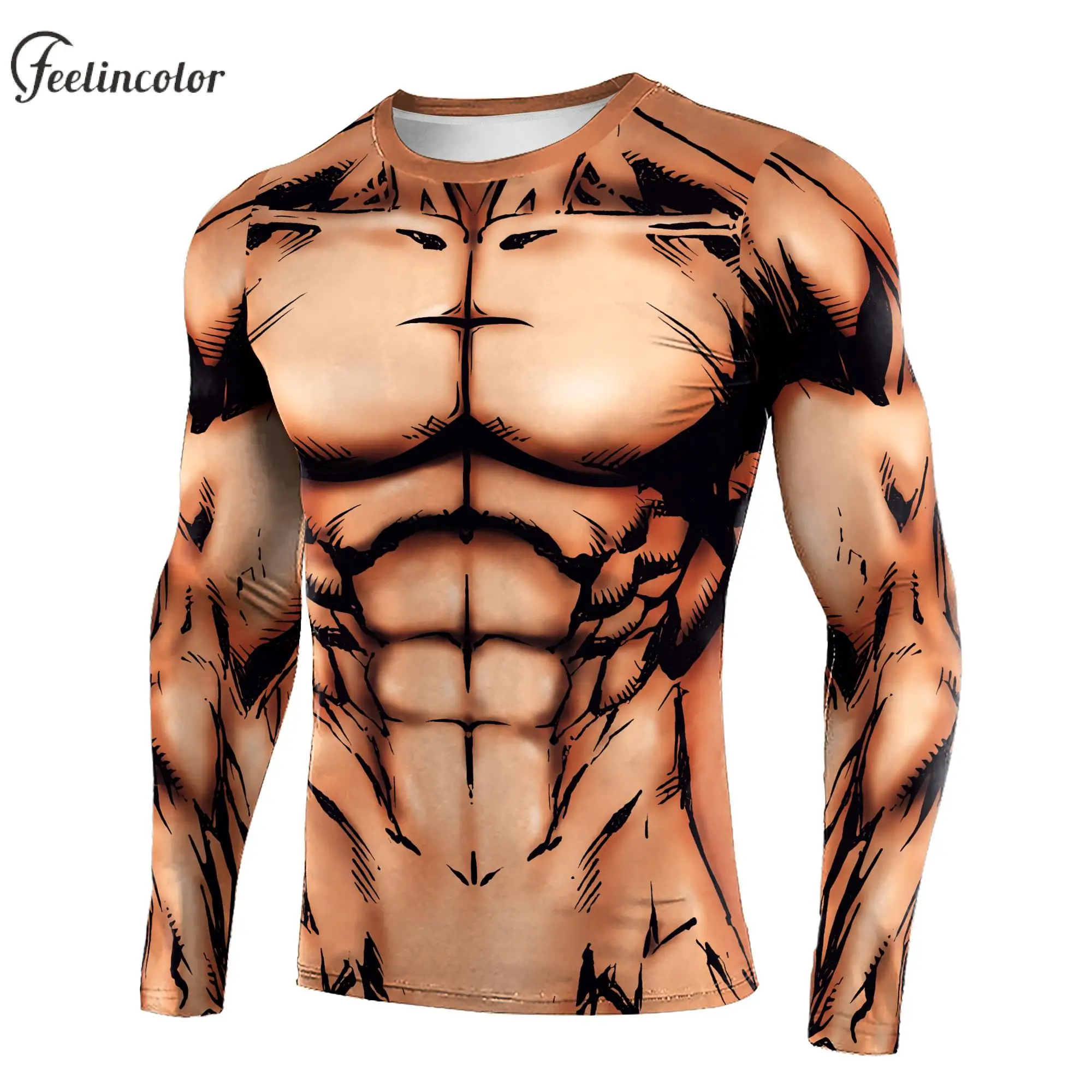 

Quick Dry Compression Shirts Long Sleeve Men Gym Sportwear Anime Hero Print Tops Elastic Fitness Tee Shirt Male Cosplay Clothes