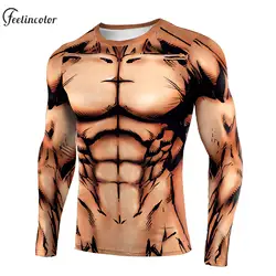 Quick Dry Compression Shirts Long Sleeve Men Gym Sportwear Anime Hero Print Tops Elastic Fitness Tee Shirt Male Cosplay Clothes