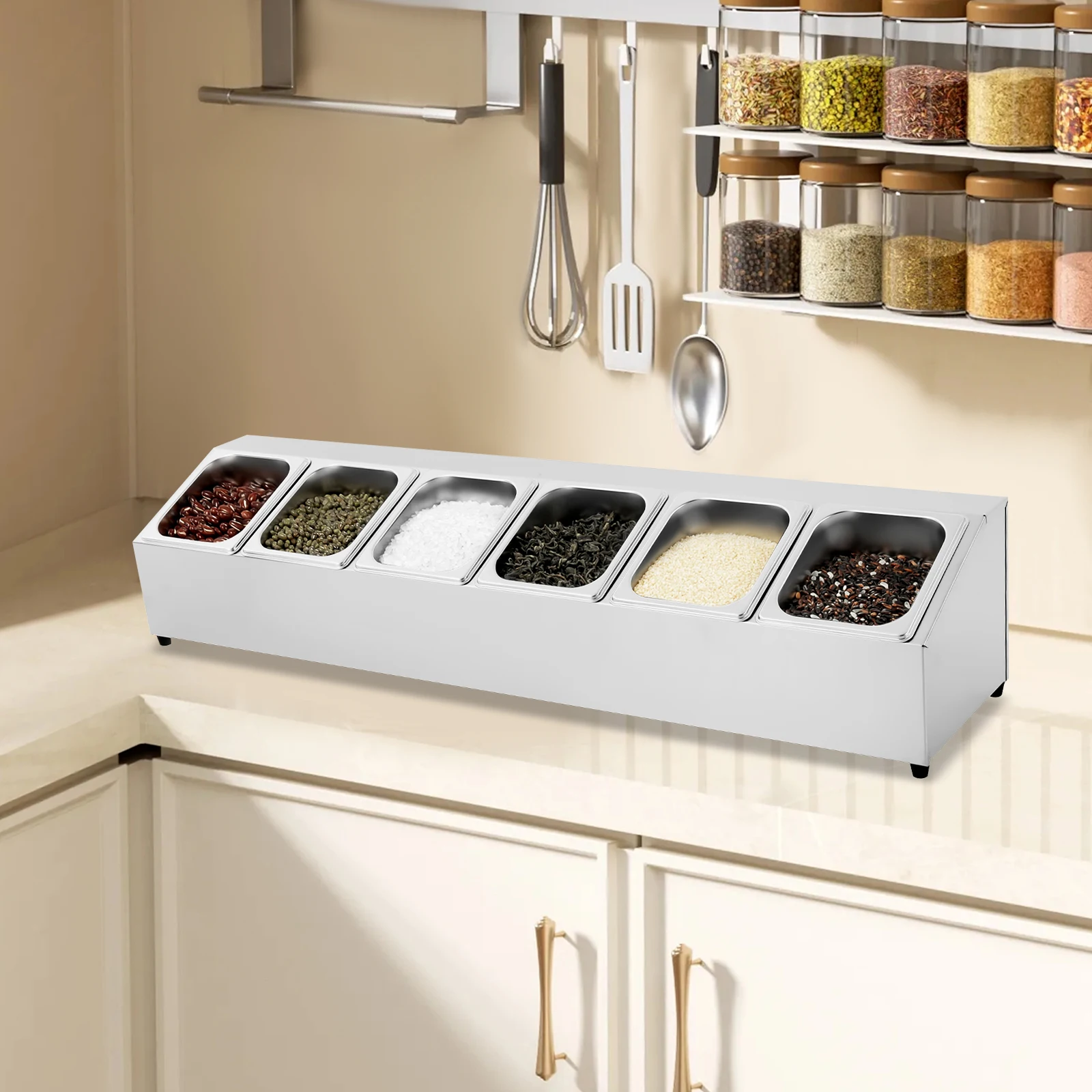 Picture 3: NEWEST 6 Grids w/Lid,Stainless Steel Ingredient Box, Side Container,Bar Container for Gastro&Kitchen,Container,Pizza Accessories