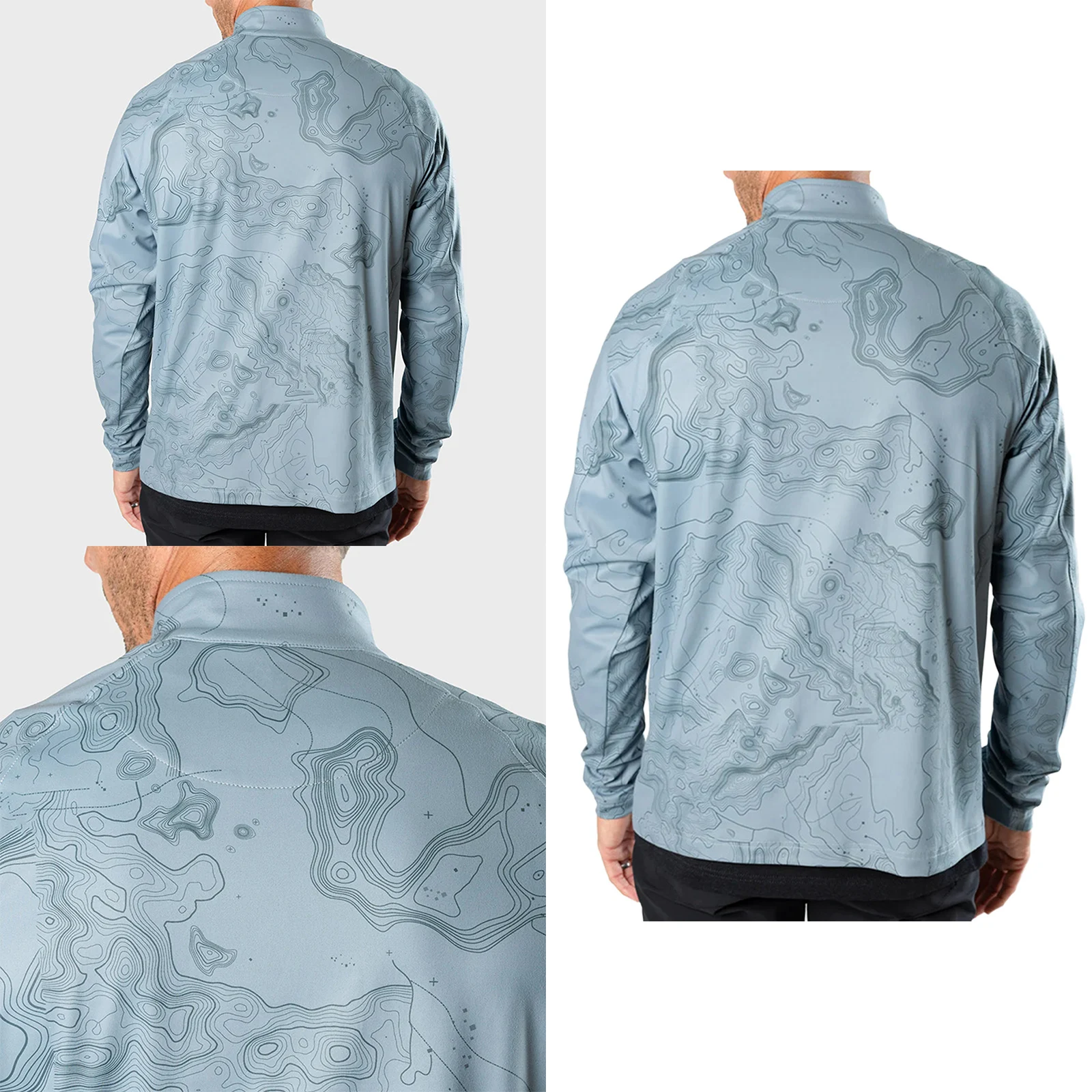 

Men's Quarter Zip Athletic Top Stand Collar Long Sleeve Printed Pullover for Golf Workout S-XXL