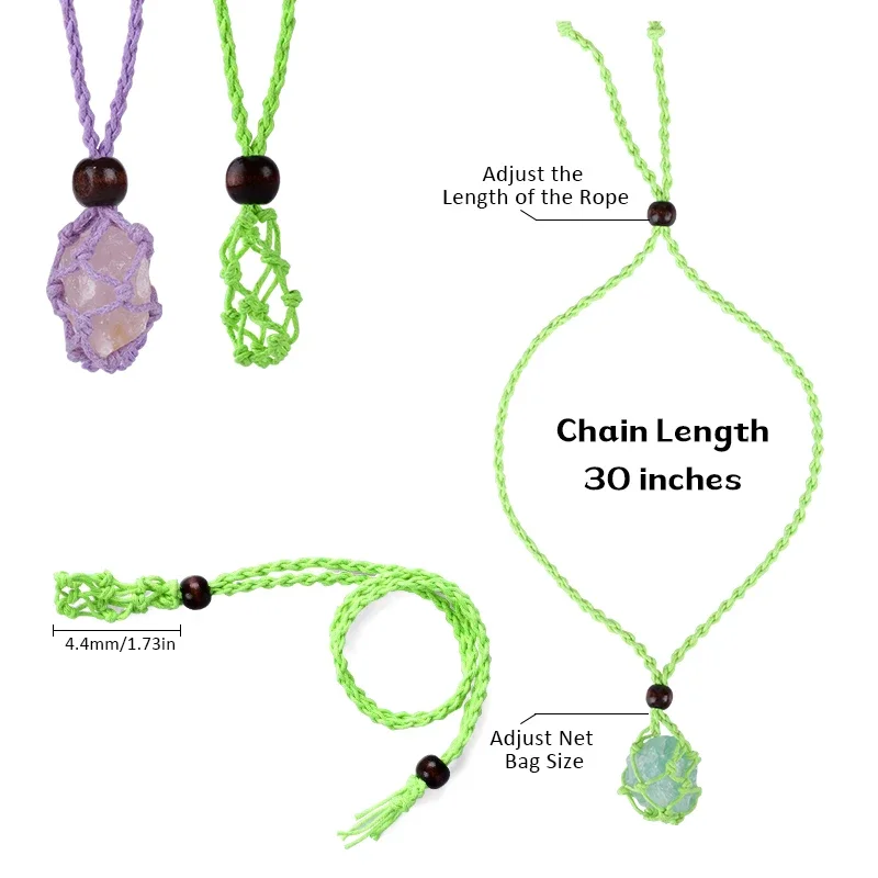 كريستال قفص قلادة حامل قابل للتعديل طول حجر فارغ قلادة حامل المنسوجة يدويا قلادة الحبل DIY بها بنفسك صنع المجوهرات #5