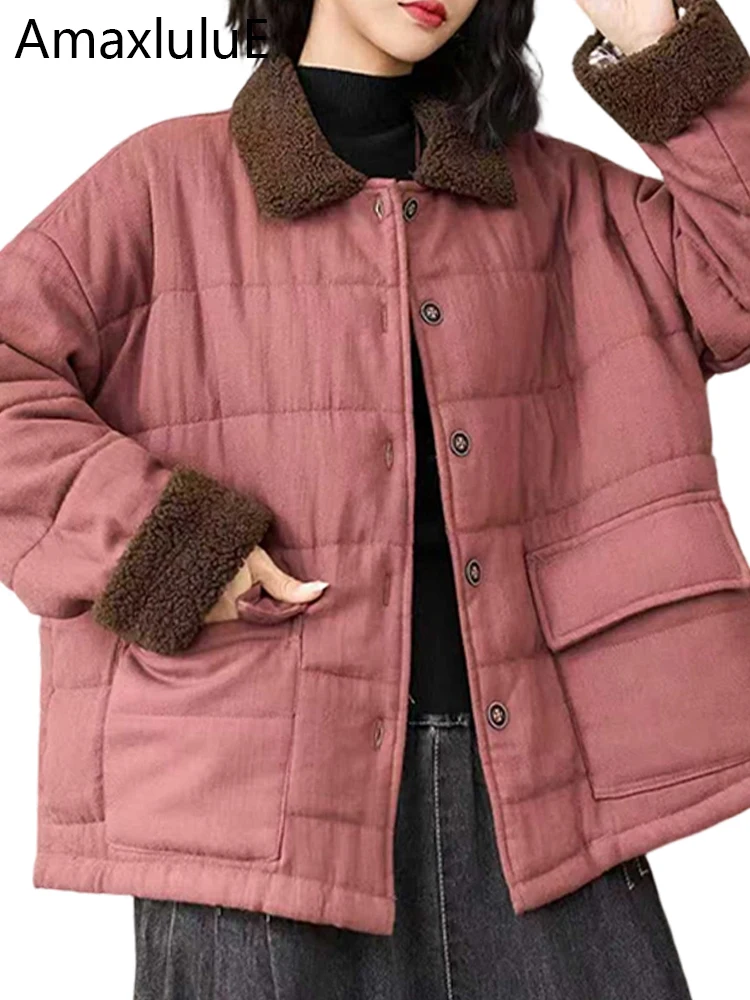 

Amax LuluE Chinese Design Winter Striped Padded Jackets Womens Fashion Warm Parkas Females Leisure Vintage Loose Thicken Coats