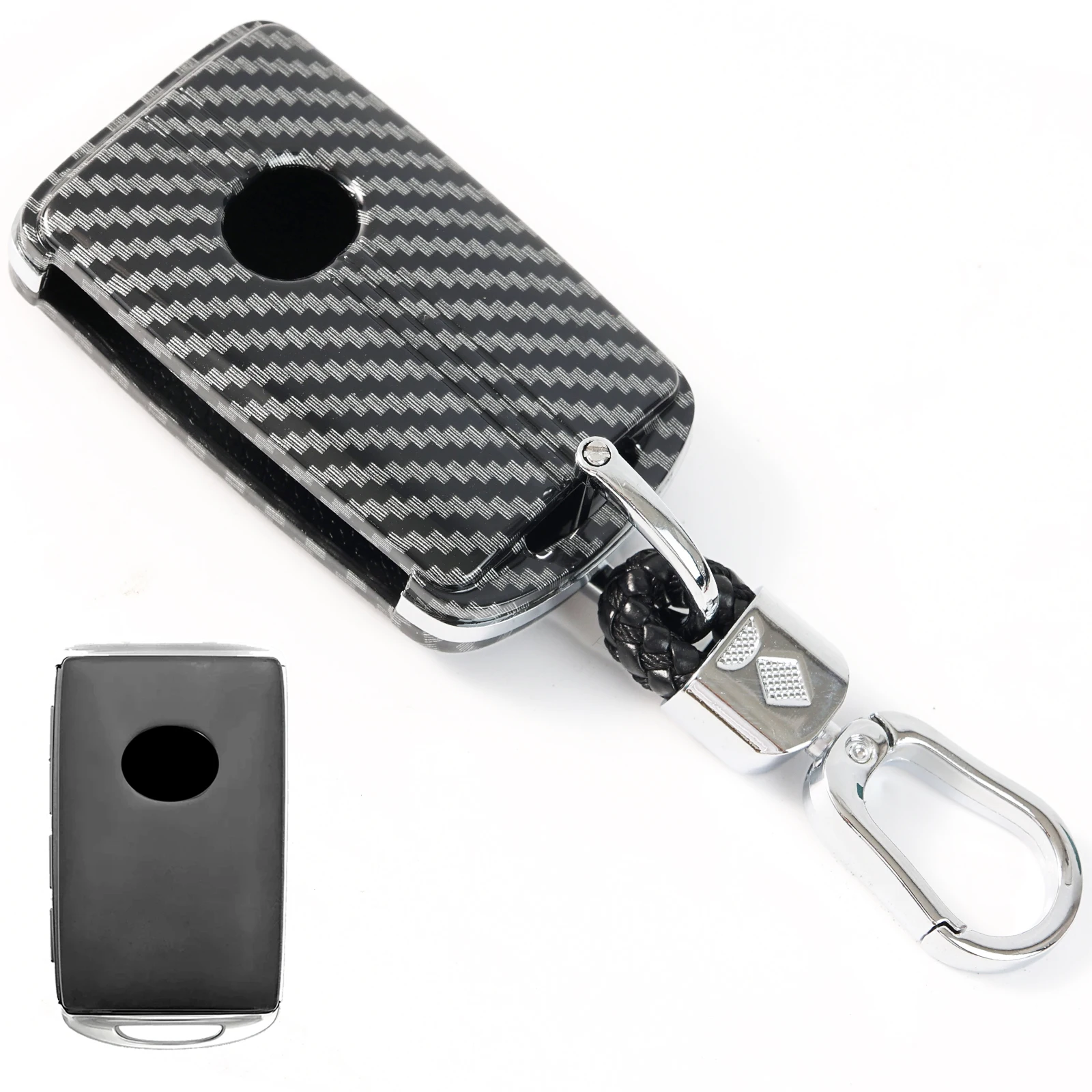 3 Button Carbon Fiber Key Chain Ring Case Cover Shell Holder For Mazda 3 6 CX3 CX5 CX9 CX30 CX50 MX5 Miata 2019 2020 2021 2022