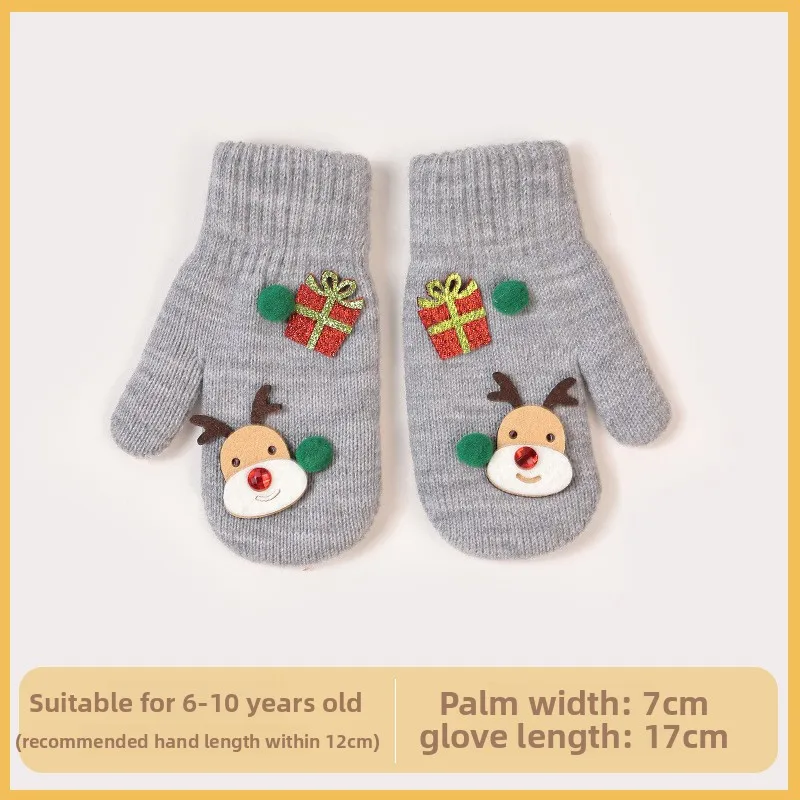 قفازات شتوية للكبار لعيد الميلاد للنساء قطعة واحدة محبوكة ومخملية حقيبة دافئة قفازات مقاومة للبرودة في الهواء الطلق