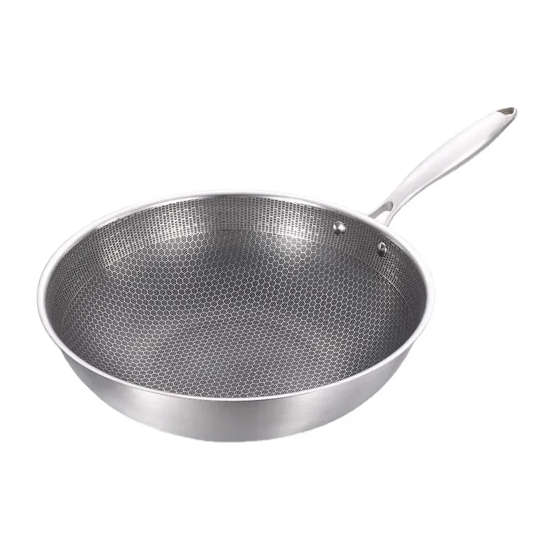 Frying Pan Stainless Steel Honeycomb Frying Pan Non Stick Pan  Non-coated Wok  Steak Pancake  Cookware Pans Kitchen Accessories