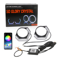 3 Inch 5D RGB LED Angel Eyes Halo Rings Rectangular DRL Covers With Turn Signal Light App Control Halo Covers For Car Headlight
