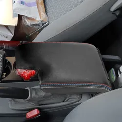 Car Accessories Microfiber Leather Center Control Armrest Box Cover Sticker Trim For BMW 3 Series E46 1998-2005 red blue line