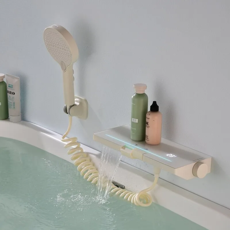 DoLife Store Bathroom Thermostatic Bath Faucet Surface Mounted Wall Mounted Digital Display Shower Set Waterfall Faucet