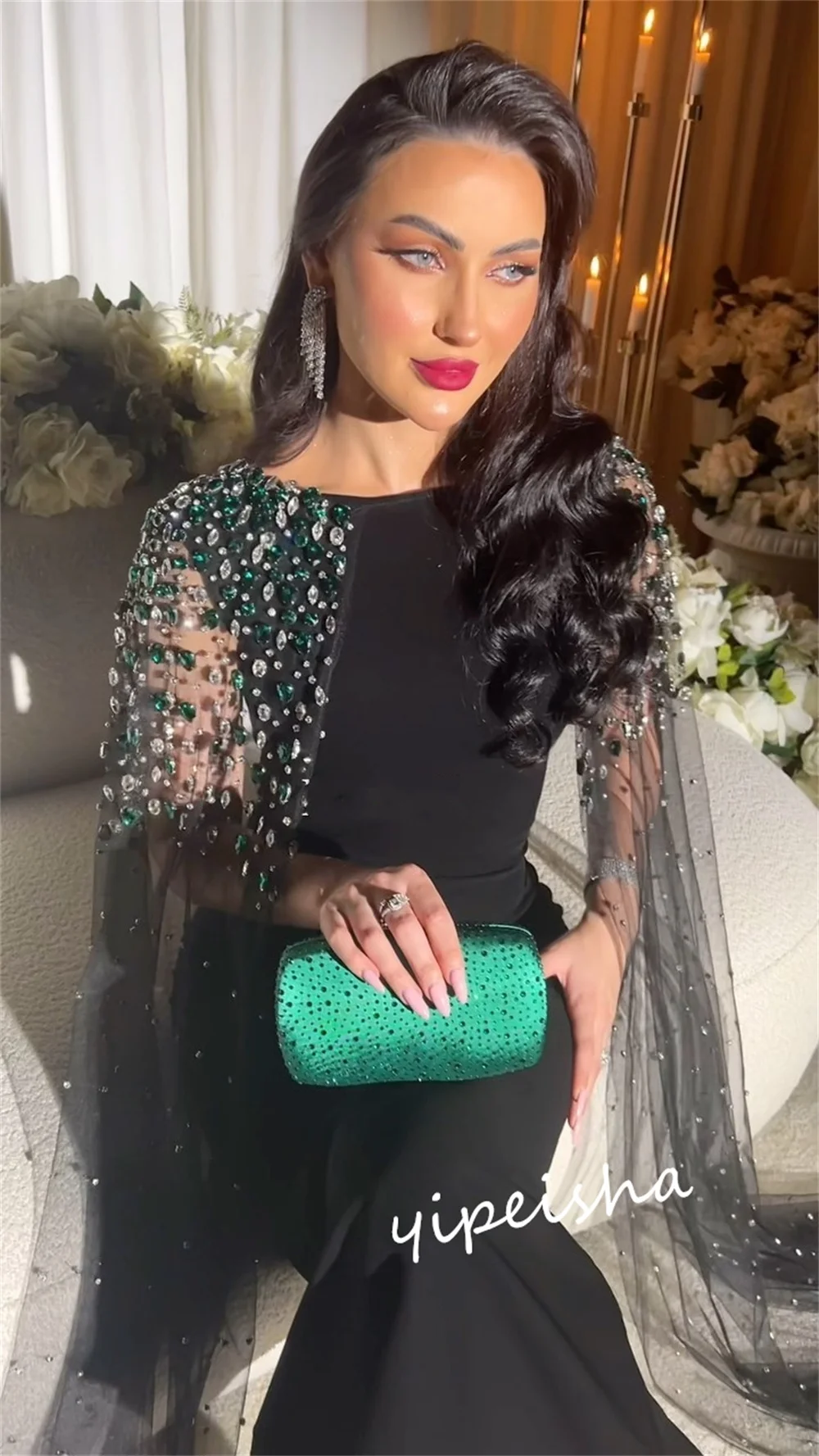 Ballkleid Saudi-Arabien Abschluss ball Satin Perlen Cocktail party A-Linie O-Ausschnitt maßge schneiderte Anlass Kleid Midi Kleider